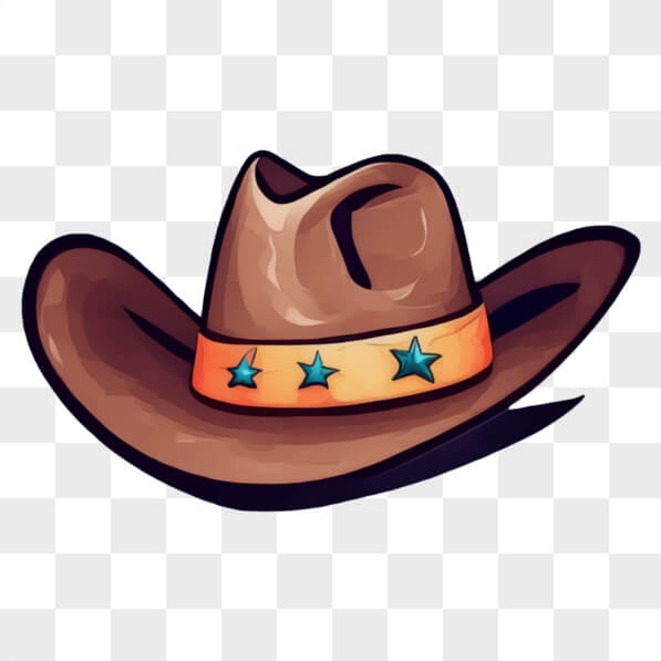 Download Western-theme Brown Cowboy Hat With Star Band Cartoons Online 