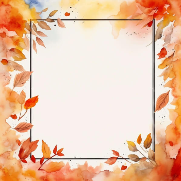 Download Autumn Leaves Watercolor Background with Square Frame ...