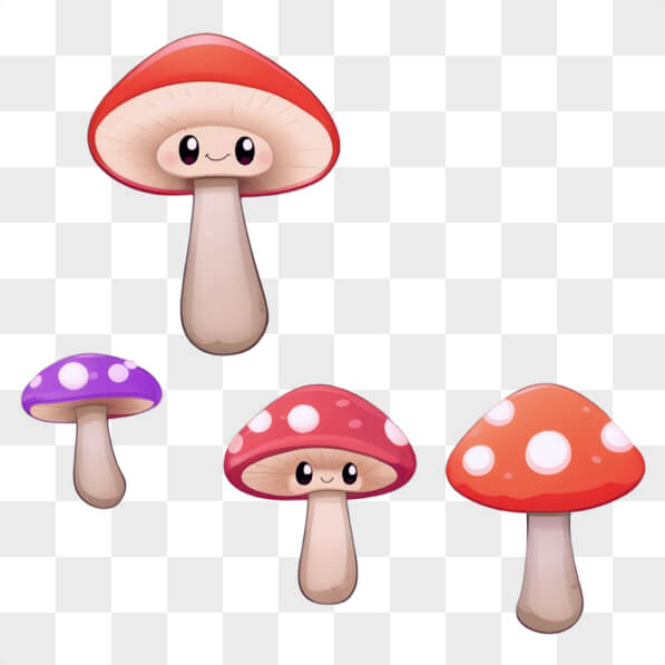 Download Vibrant Mushroom Shapes in Various Colors Cartoons Online
