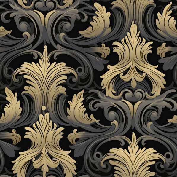 Download Black and Gold Damask Pattern with Floral Ornaments Patterns ...