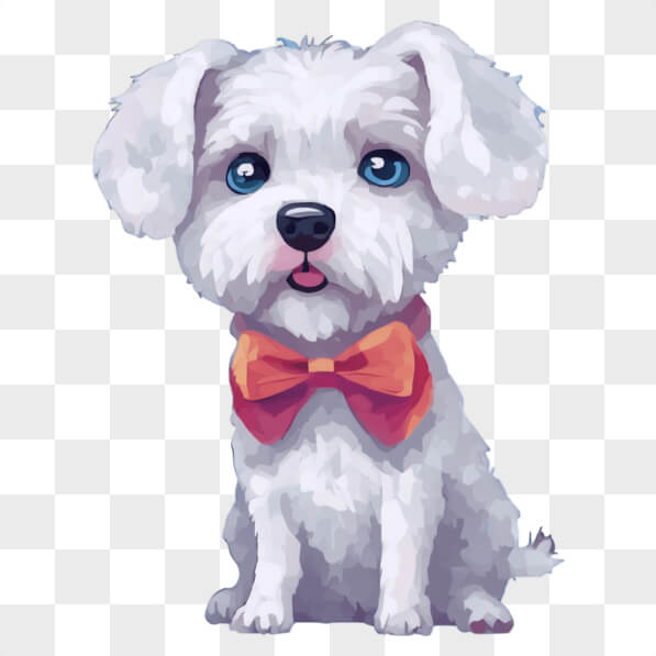 Download Cute White Dog with Orange Bow Tie Cartoons Online - Creative ...