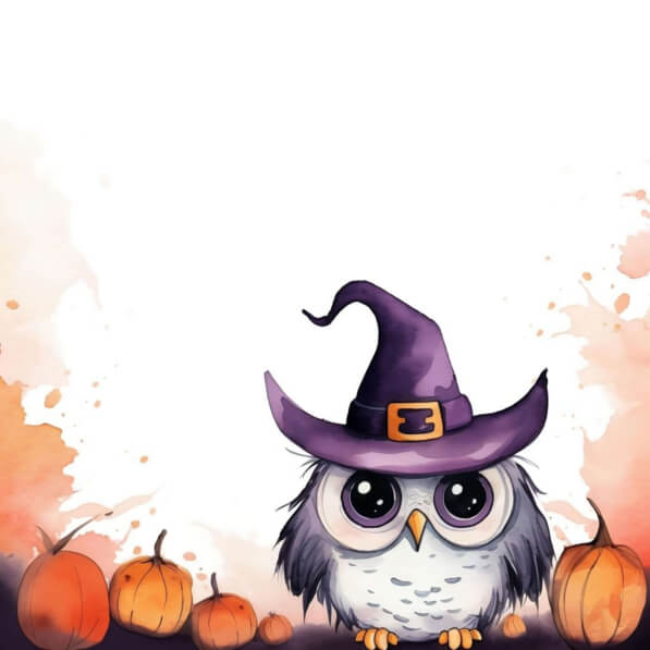 Download Owl with Witch's Hat and Pumpkins Backgrounds Online ...