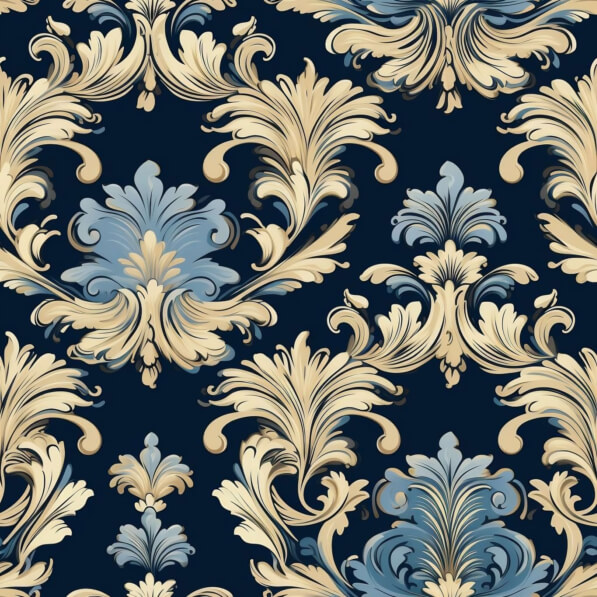 Download Blue and Gold Damask Pattern with Floral Designs Patterns ...