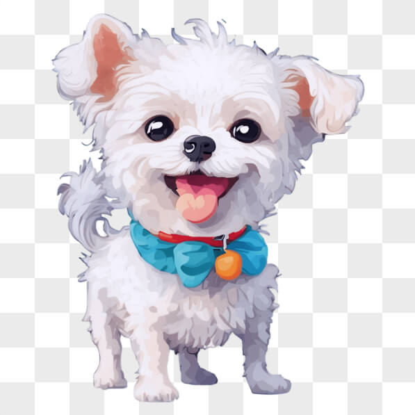 Download Happy Small White Dog with Orange Collar and Blue Bow Tie ...