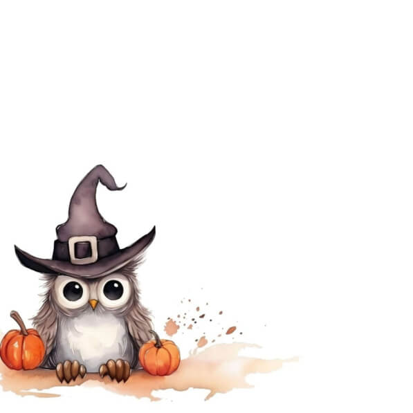 Download Halloween Owl with Witch's Hat on Pumpkins Backgrounds Online ...