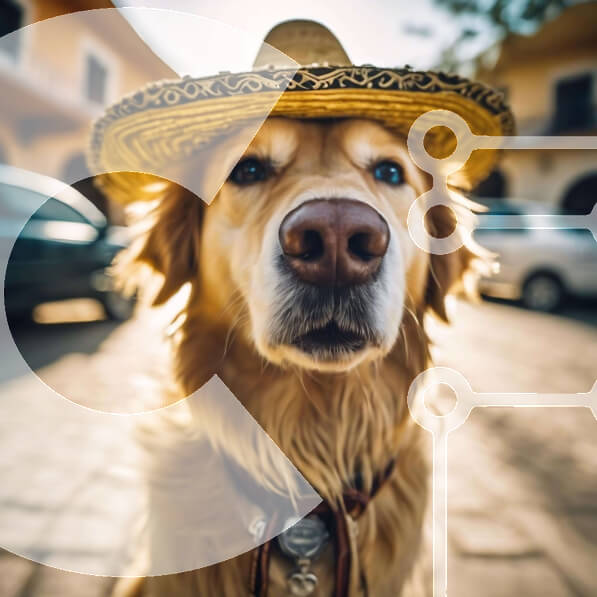 Adorable Golden Dog with Straw Hat stock photo Creative Fabrica