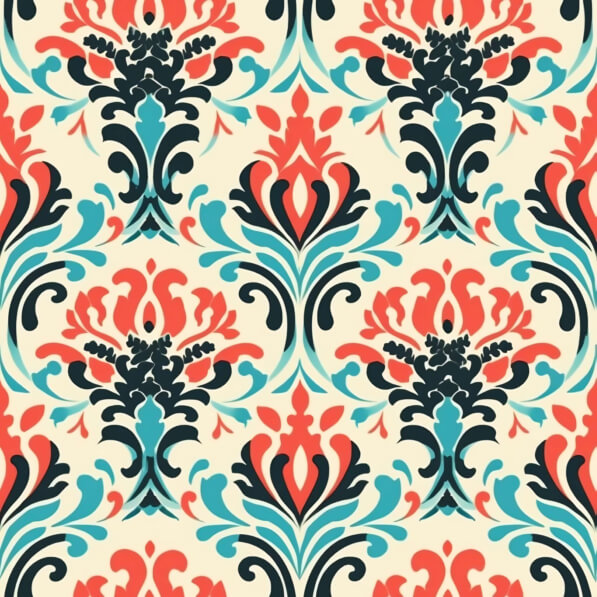 Download Bright and Colorful Floral Damask Pattern for Interior Design