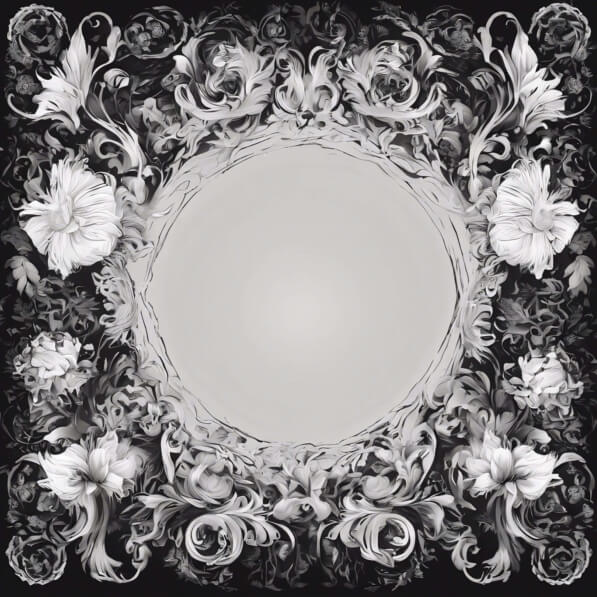 Download Black and White Floral Frame with Circle for Wedding ...