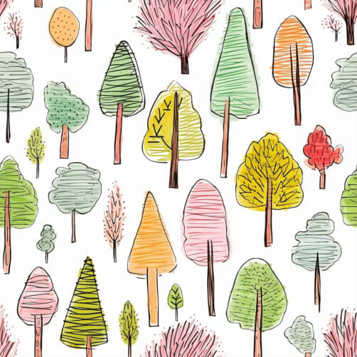 Download Colorful Hand-Drawn Tree Pattern Patterns Online - Creative ...