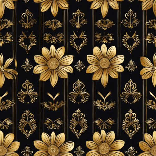Download Elegant Black and Gold Floral Seamless Pattern Background ...