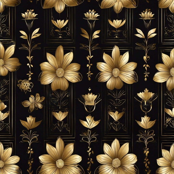 Download Black and Gold Floral Seamless Pattern Background Backgrounds ...