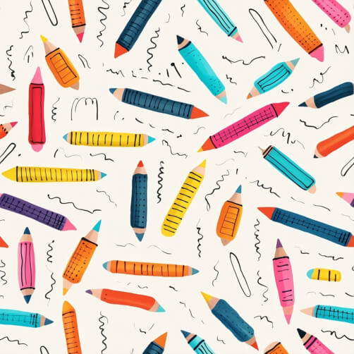 Colorful Pencils Seamless Pattern for Decor and Design Sketches thumbnail