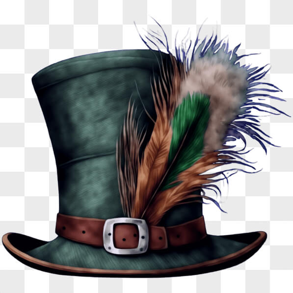 download-green-top-hat-with-feather-and-buckle-pngs-online-creative