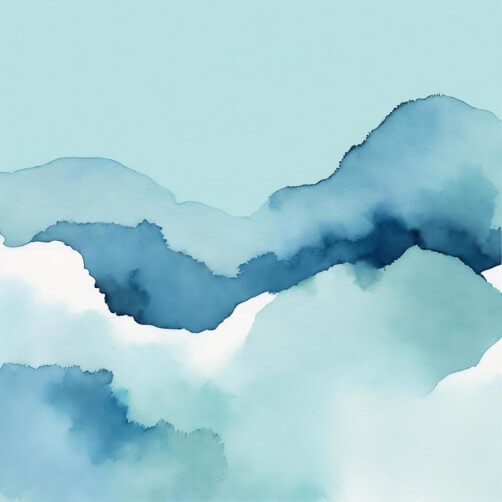 Bergaquarellmalerei mit blauen und weißen Wolken Hintergründe thumbnail