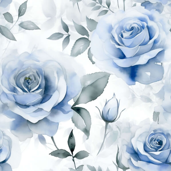 Download Blue and White Floral Seamless Pattern with Roses and Leaves ...