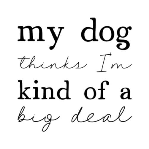My Dog Thinks I'm Kind of a Big Deal - Black and White Inspirational Quote Image