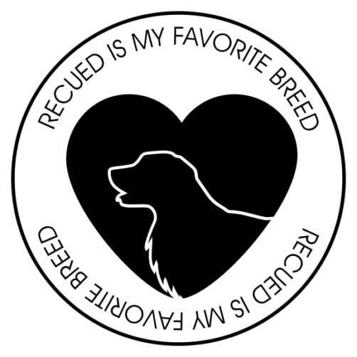 Black and White Circular Sticker with Dog and Heart Shape