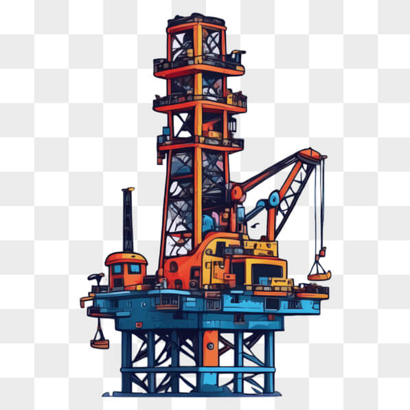 Colorful Oil Rig Download Oil Rig on Black Background with Colorful Equipment Cartoons ...