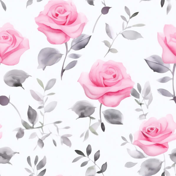 Download Seamless Pink Rose Pattern with Grey Leaves and Branches ...