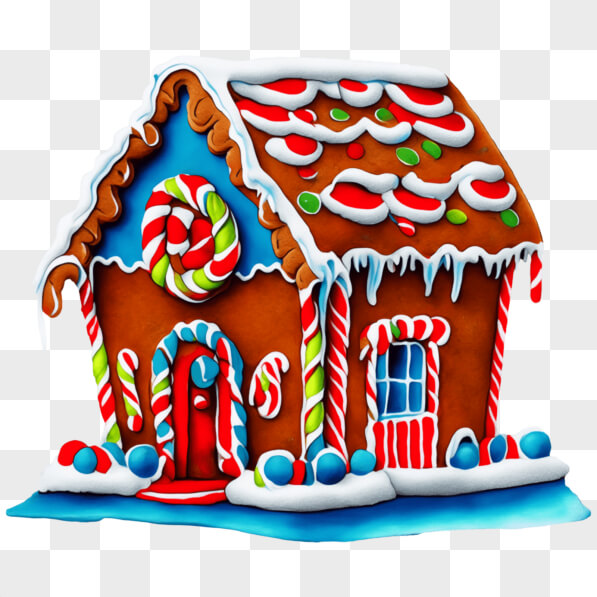 Download Gingerbread House Decorated with Candy Canes and Frosting PNGs ...