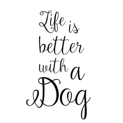 Life is Better With a Dog - Black and White Calligraphy Poster