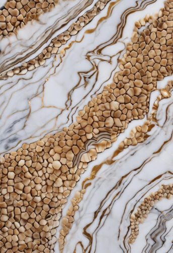 Close-Up of Abstract Marble Pattern with Brown and Beige Stones Close-Up of Abstract Marble Pattern with Brown and Beige Stones thumbnail