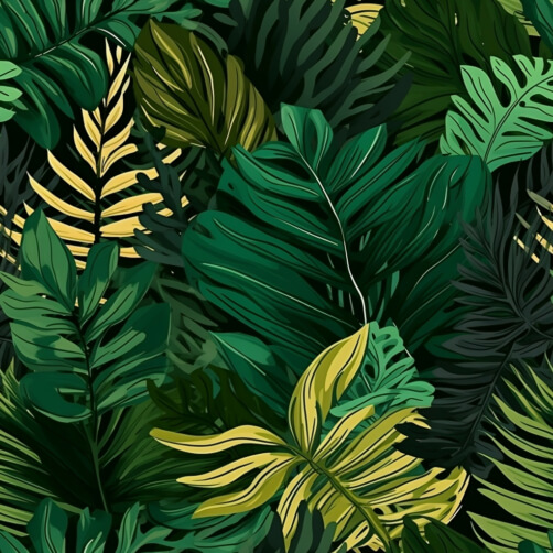 Download Seamless Tropical Leaves Pattern in Green, Yellow, and Red ...