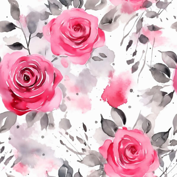 Pink Rose Pattern Material Download Seamless Pink Rose Pattern with Gray Leaves Patterns Online ...