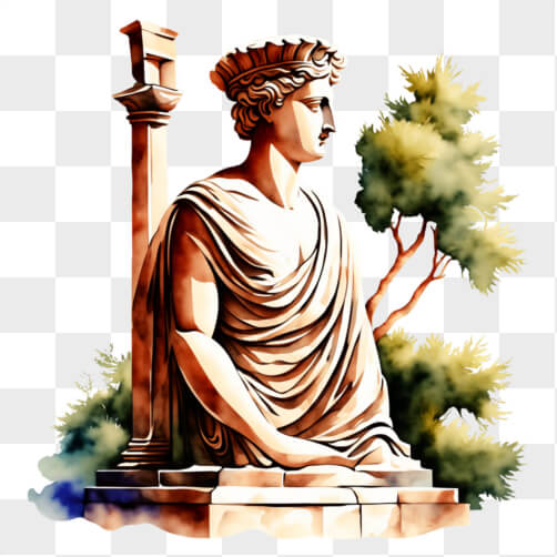 Download Ancient Greek God Statue in Outdoor Setting PNG Online ...