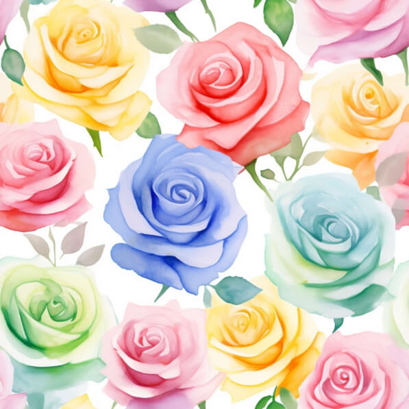 Cyan Roses Seamless Pattern Download Colorful Rose Seamless Pattern for Backgrounds and Decor ...