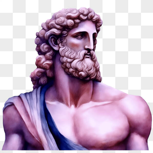Download Ancient Greek God Statue with Long Hair and Beard PNGs Online ...