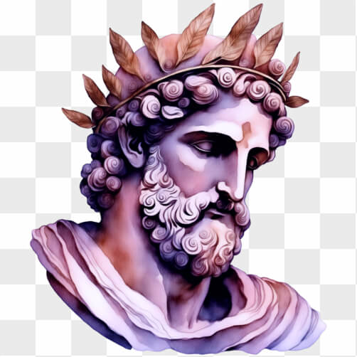 Download Ancient Greek God Statue In Black And Purple Tones Png Online 