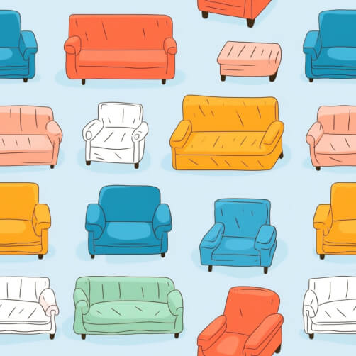 Colorful Collection of Sofas, Chairs, and Ottomans Colorful Collection of Sofas, Chairs, and Ottomans thumbnail