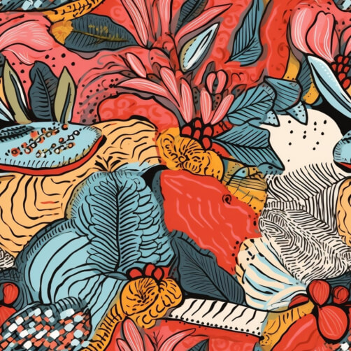 Colorful Tropical Plants and Flowers Seamless Pattern Colorful Tropical Plants and Flowers Seamless Pattern thumbnail