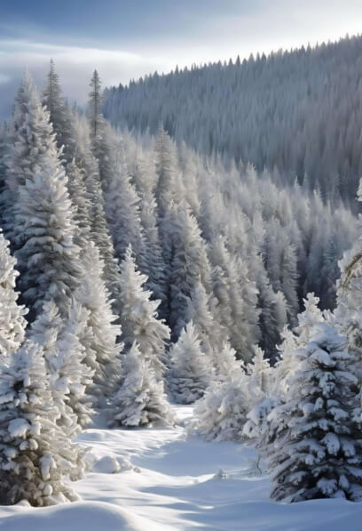 Download Snow-Covered Pine Forest in Idyllic Mountainous Landscape ...