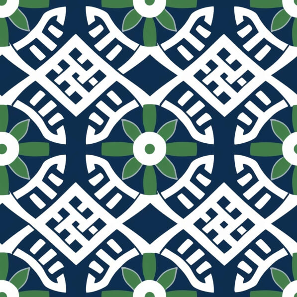Download Blue and Green Geometric Floral Pattern for Wall Art or Floor ...