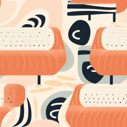 Seamless Pattern of Orange, Black, and White Sofas Seamless Pattern of Orange, Black, and White Sofas thumbnail