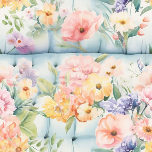 Colorful Floral Pattern on Armchair in Room Colorful Floral Pattern on Armchair in Room thumbnail