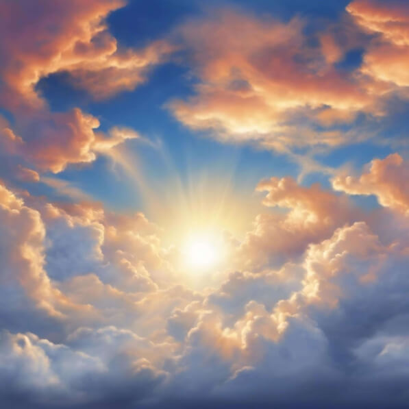 Download Colorful Sky with Shining Sun and Clouds Abstract Painting ...