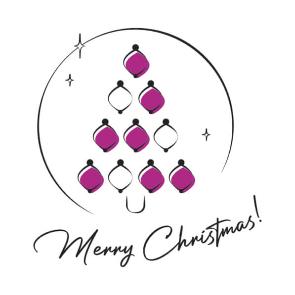 Download Merry Christmas Tree with Pink Ornaments and Stars Quotes