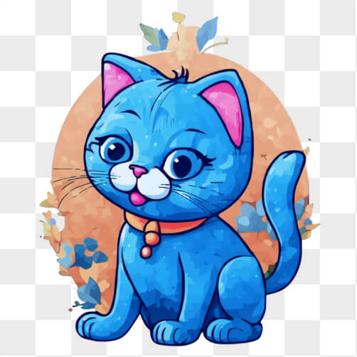 Download Adorable Cartoon Blue Cat Sitting Down Cartoons Online