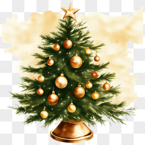 Download Festive Christmas Tree with Gold Ornaments PNGs Online ...