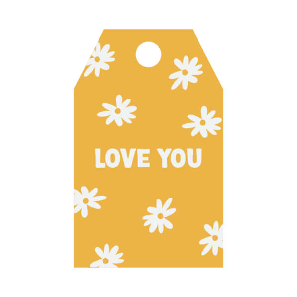Download Yellow Gift Tag with White Daisies and Love You Message Quotes ...