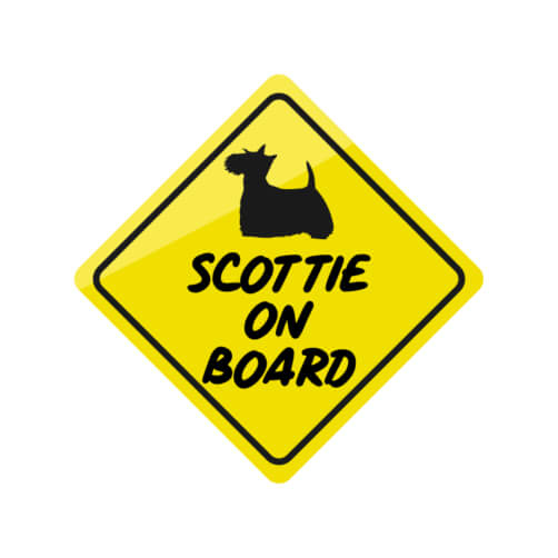 Yellow Sign with Black Dog - Scottie On Board
