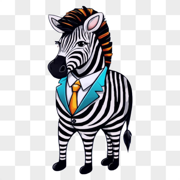 Download Stylish Zebra in Unique Attire Cartoons Online - Creative Fabrica