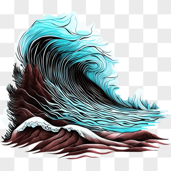 Download Powerful Blue Ocean Wave Breaking on the Shore PNGs Online ...