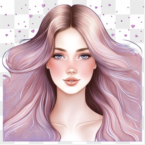 Download Illustration of a Beautiful Woman with Pink Hair and Blue Eyes ...