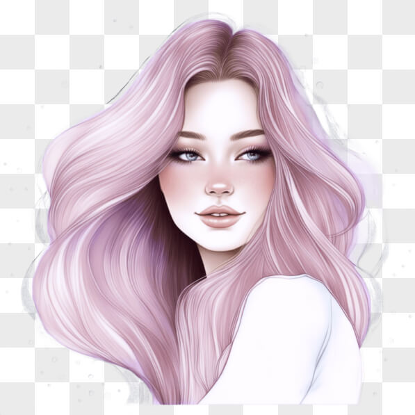 Download Illustration of a Beautiful Woman with Pink Hair and Long ...