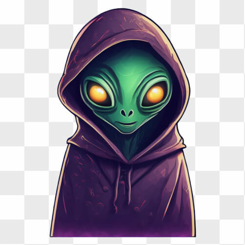 Download Alien in Purple Hooded Robe Standing with Hands on Hips ...