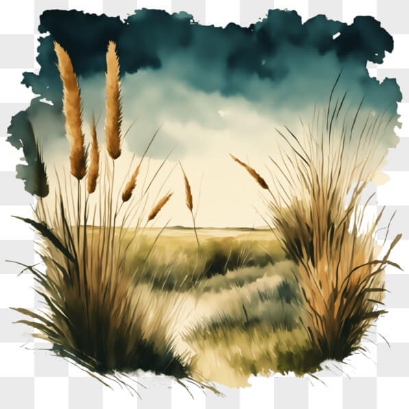 Download Painting of Reeds in an Open Field PNGs Online - Creative Fabrica